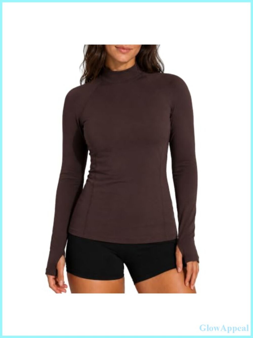 Womens Athletic Top Mock Neck Long Sleeve Workout Shirt Thumb Holes